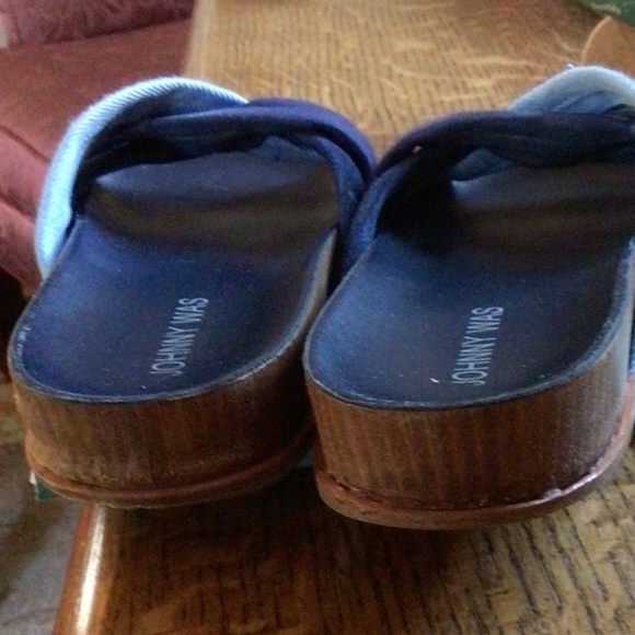 Johnny Was Jacquard Twist Wrap Blue Multi Slide Sandal sz 7 - Picture 5 of 7